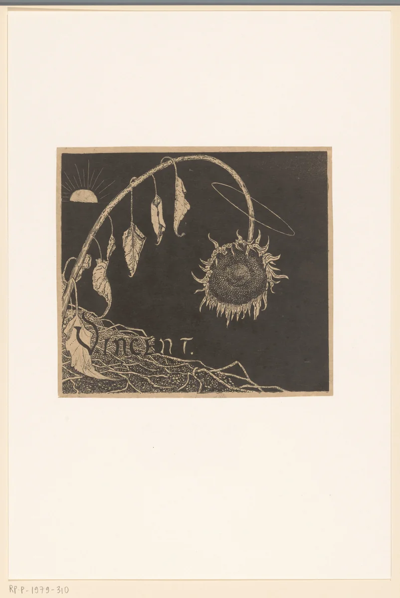 Omslagontwerp voor: Richard Roland Holst, Tentoonstelling der nagelaten werken van Vincent Van Gogh, 1892 by Richard Nicolaüs Roland Holst, other, 1892