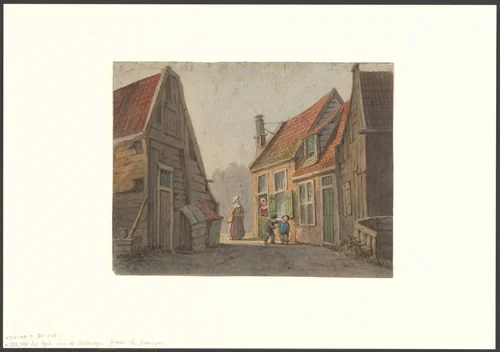 Gezicht op het begin van de Slatuinen vanaf de Baarsjesweg by Johan Diderik Cornelis Veltens, drawing, 1824-1894