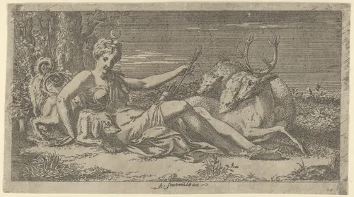Diana Resting by Léon Davent, print, 1537-1550