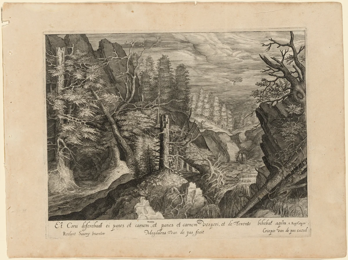 Landscape with Mountains, a River, and Elijah and the Raven by Magdalena van de Passe
Roelandt Savery
Crispijn van de Passe I, print, 1620-1630