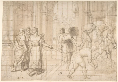 Joseph Storing Grain During the Seven Years of Plenty by Patrizio Cajés, drawing, 1540-1612
