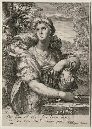 Heroines of the New Testament by Jan Saenredam, print, 1590-1600