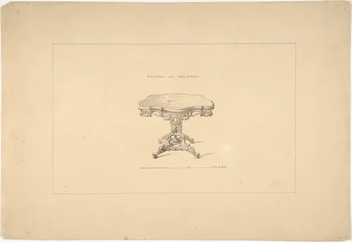 Design for a Fancy Table, Louis Quatorze Style by Robert William Hume, drawing, 1835-1900