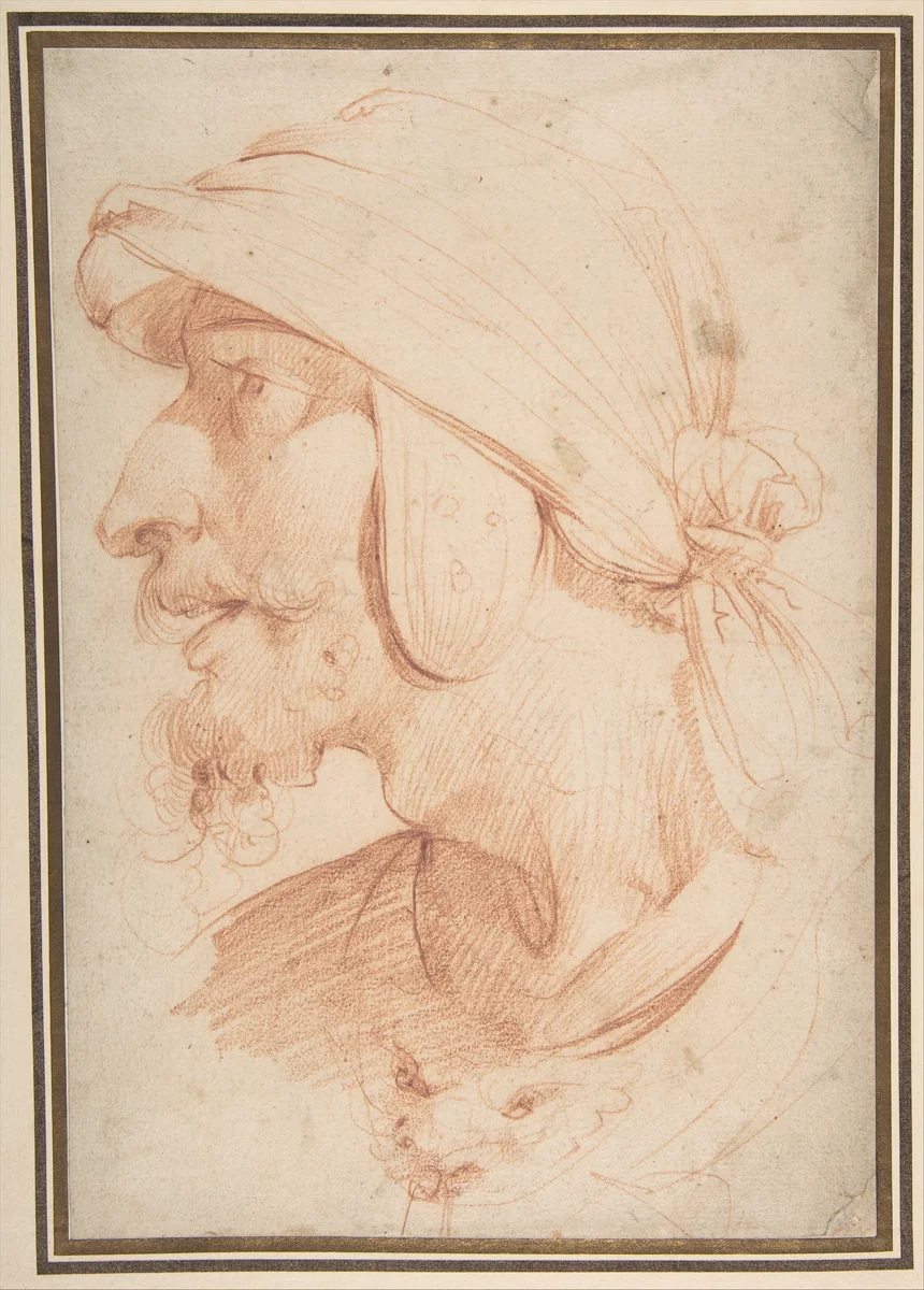 Head of a Warrior by Giuseppe Cesari, drawing, 1597-1601