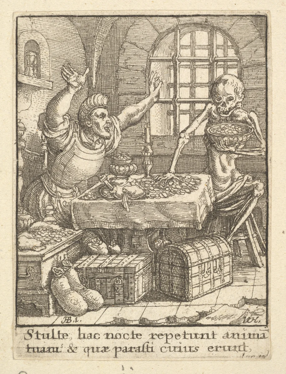 The Miser, from the Dance of Death by Wenceslaus Hollar, print, 1651-1800