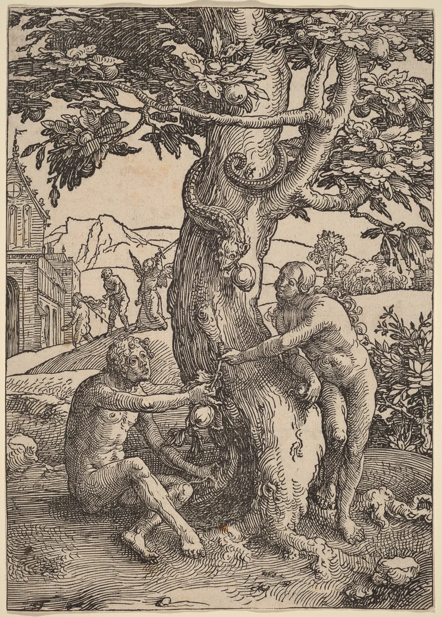 Adam and Eve by Lucas van Leyden, print, 1516-1519