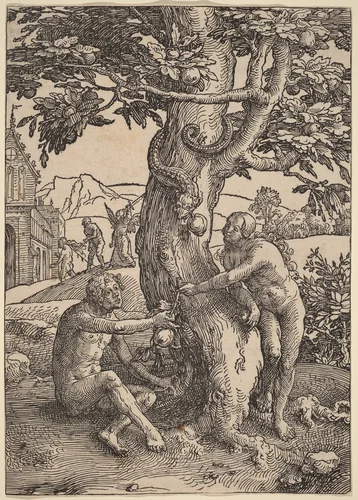 Adam and Eve by Lucas van Leyden, print, 1516-1519