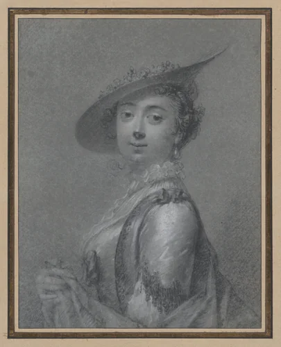 Portrait of an elegant lady by Frans van der Mijn, drawing, 1750-1770