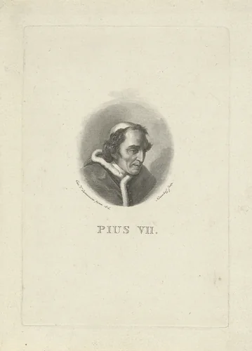 Portret van paus Pius VII by Walraad Nieuwhoff, print, 1816