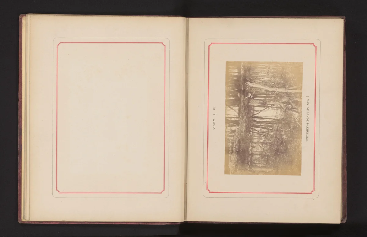 Fotoreproductie van een schilderij, voorstellende een kudde schapen langs een poel by anonymous, photograph, 1868-1878