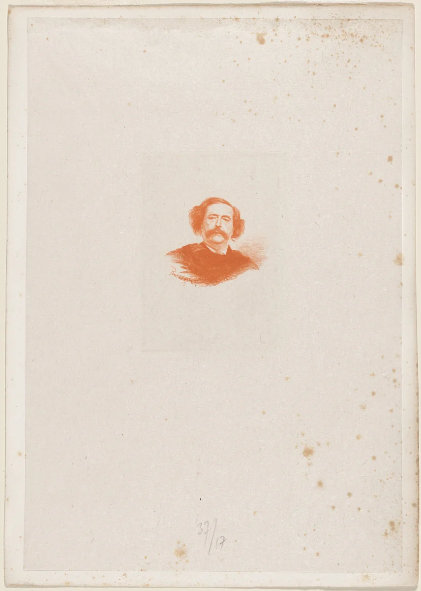 J.Barbey d'Aurevilly by Paul Adolphe Rajon, print, 1842-1888
