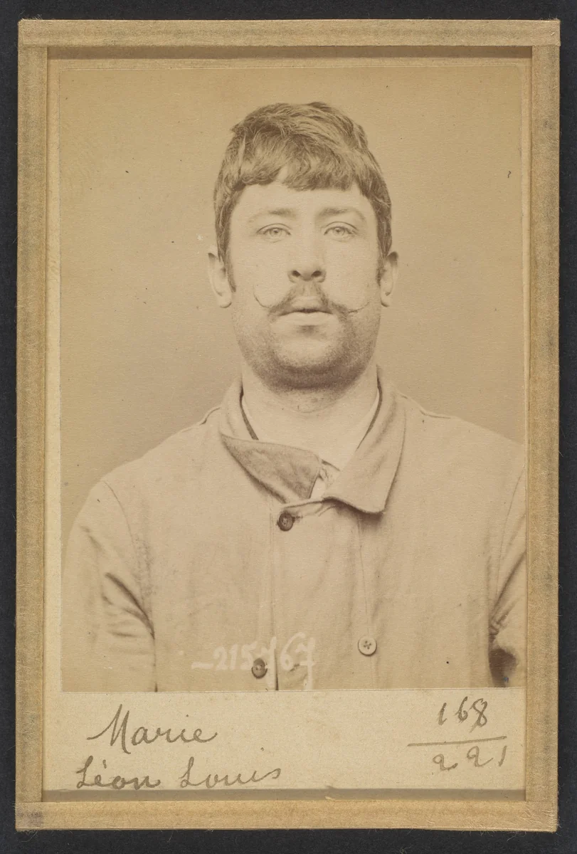 Marie. Léon, Louis. 23 ans, né le 19/8/70 à Adouzeval (Calvados). Couvreur. Anarchiste. 16/3/94. by Alphonse Bertillon, photograph, 1894