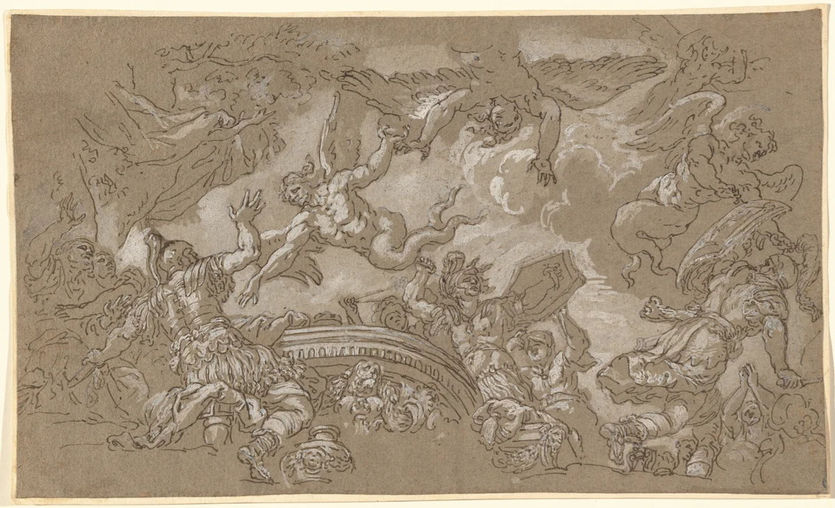The Harpies Attacking Aeneas and His Companions by Johann Carl Loth, drawing, 1670-1689