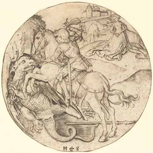 Saint George and the Dragon by Martin Schongauer, print, 1470-1475