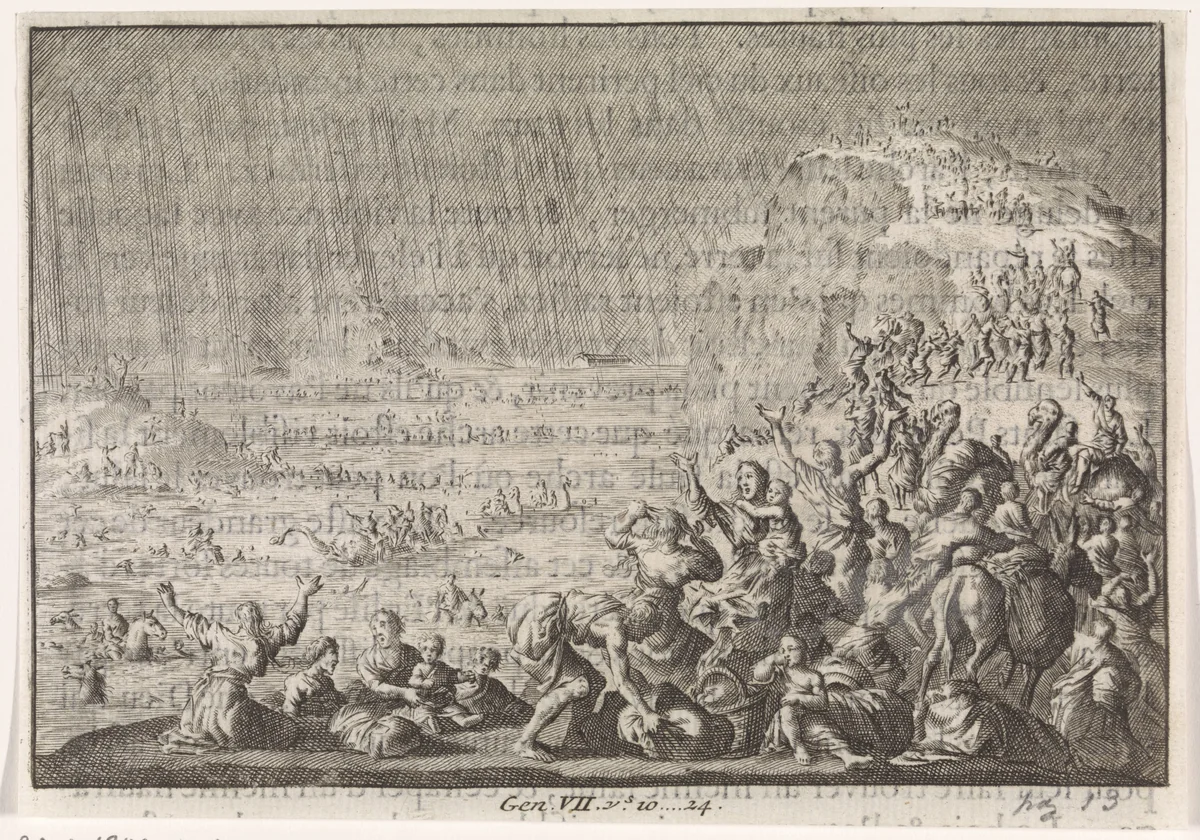 Begin van de zondvloed by Jan Luyken, print, 1703-1762