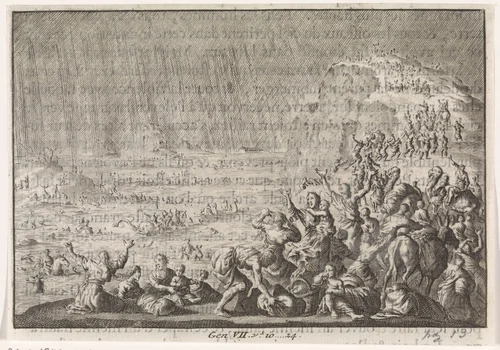 Begin van de zondvloed by Jan Luyken, print, 1703-1762