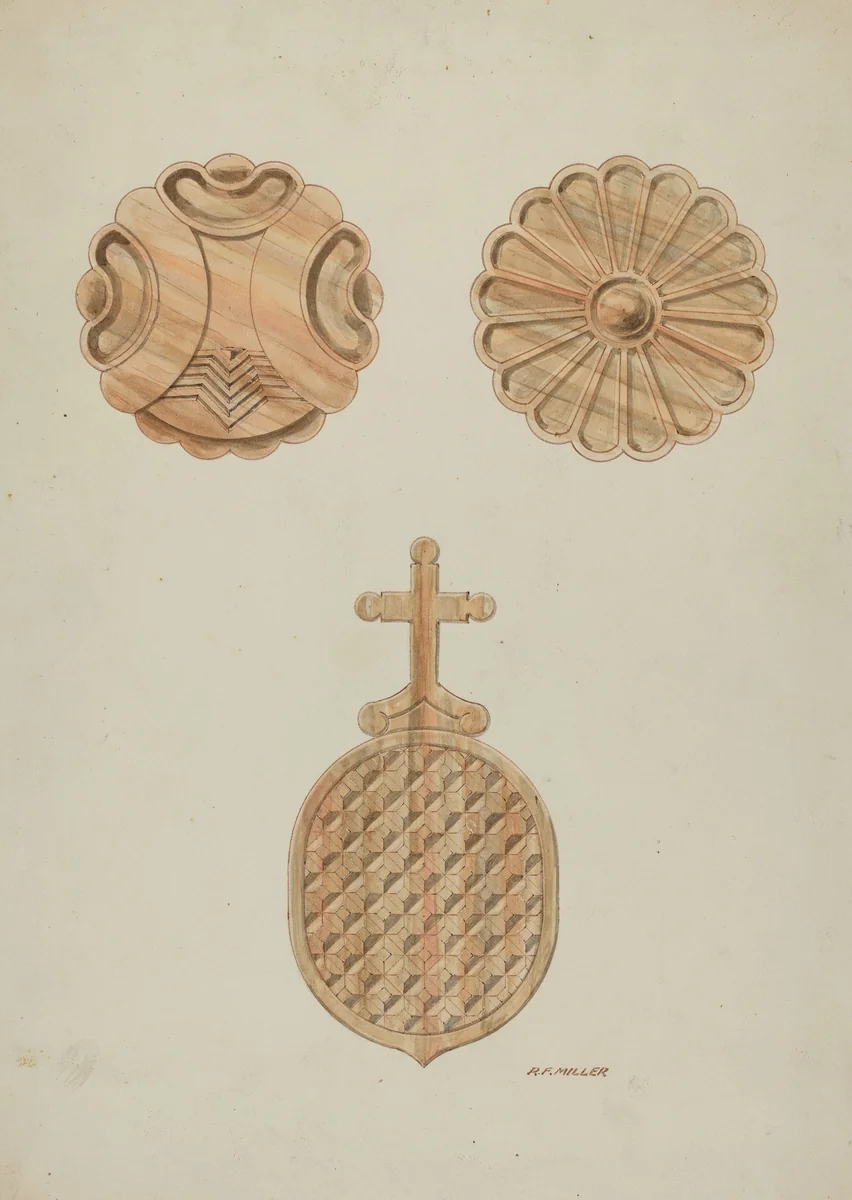 Three Details of Confessional by Randolph F. Miller, index of american design, 1937
