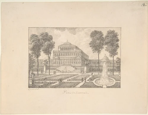 A Ruler's Palace by Joseph Lemercier, drawing, 1800-1900