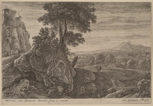 House on a Rock by Herman van Swanevelt, print, 1600-1655