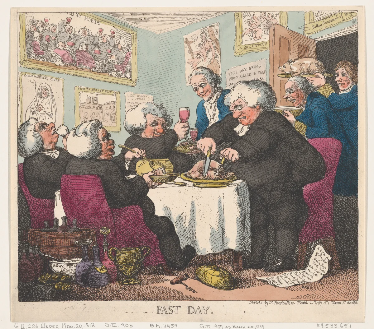Fast Day by Thomas Rowlandson, print, 1799