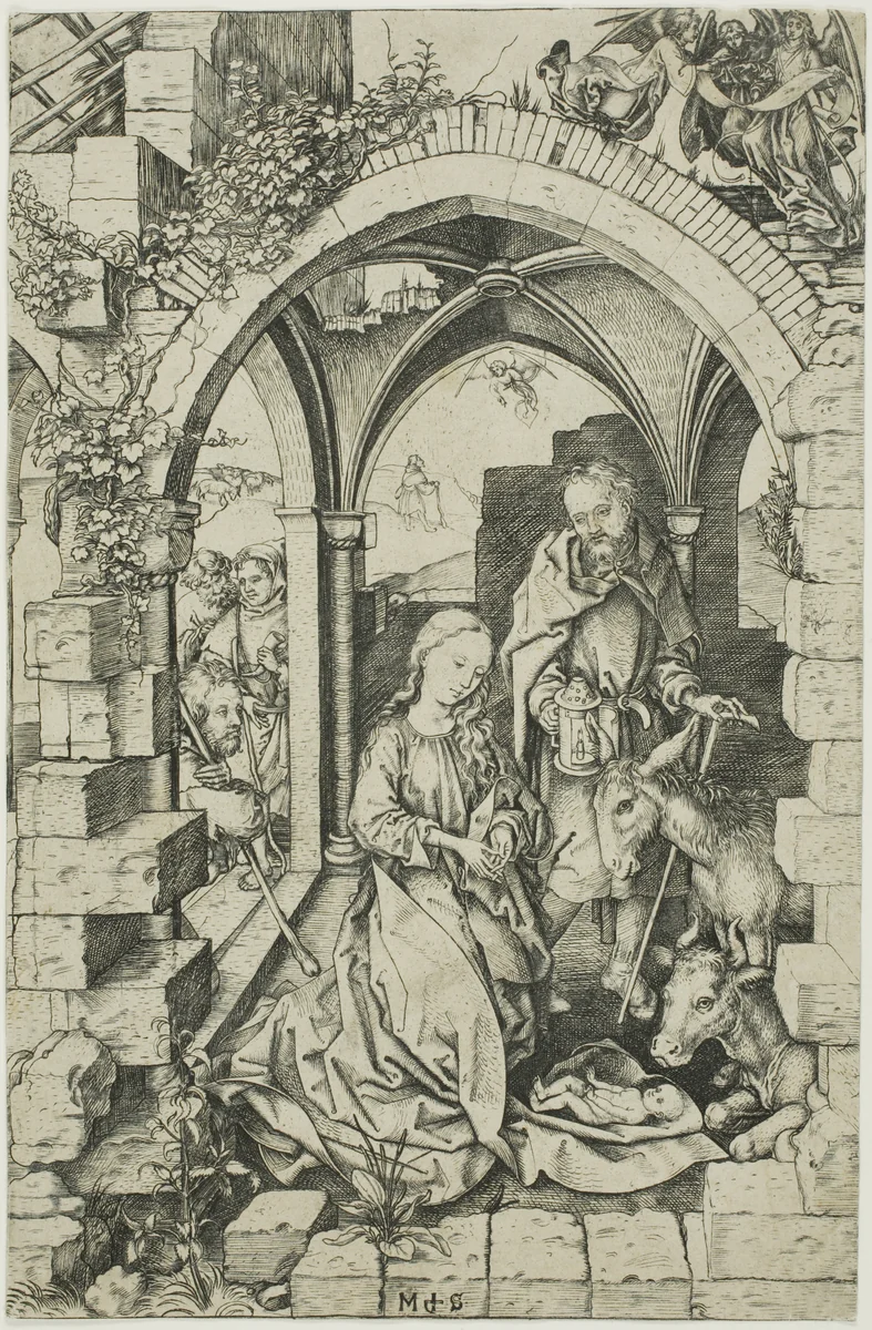 The Nativity, from Life of the Virgin by Martin Schongauer, print, 1470-1475