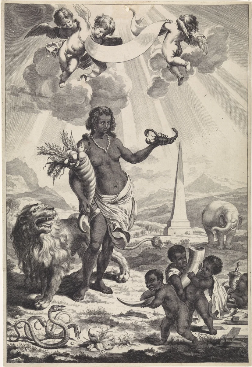 Afrikaans landschap by anonymous, print, 1650-1700