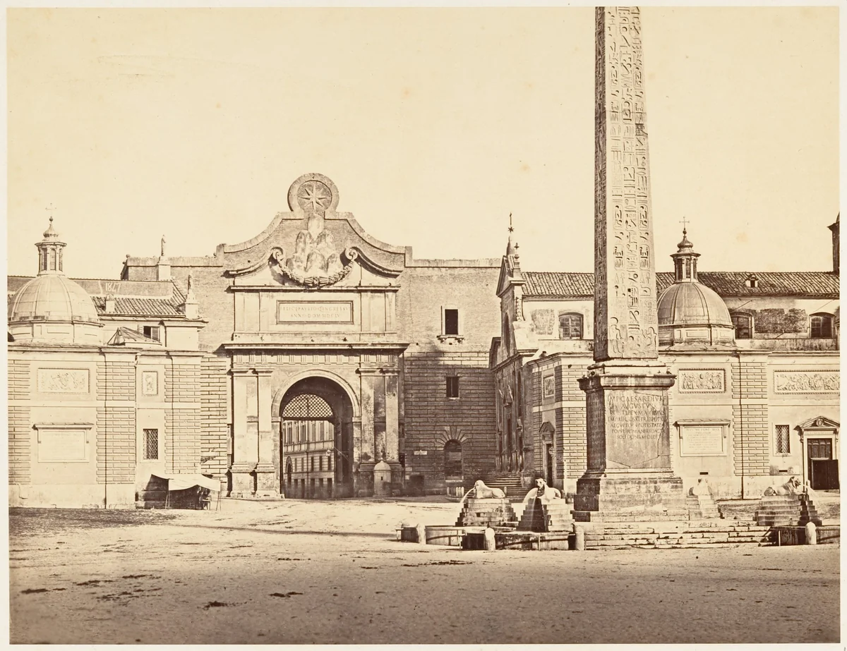 Porta del Popolo by Eugène Constant, photograph, 1848-1852