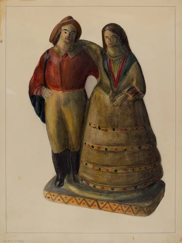 Fisherman and Woman by Mina Lowry, index of american design, 1937