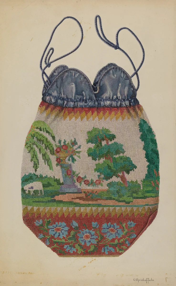 Beaded Bag by Cornelius Christoffels, index of american design, 1935-1942