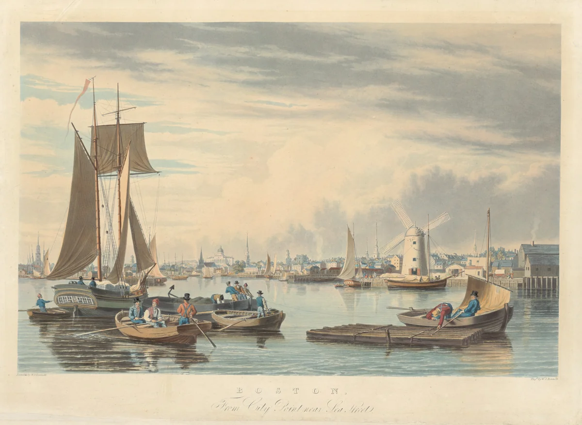 Boston: From City Point near Sea Street by William James Bennett, print, 1787-1844