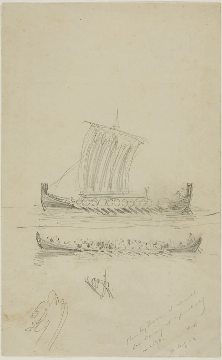 Sketch of Captain Anderson's Sailing Vessel by Anders Zorn, drawing, 1893