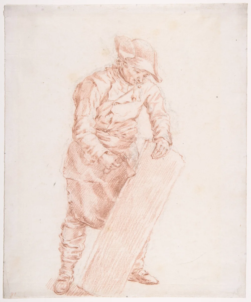 A Carpenter at Work by Jan Josef Horemans, drawing, 1690-1759