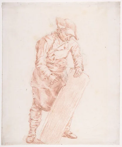 A Carpenter at Work by Jan Josef Horemans, drawing, 1690-1759