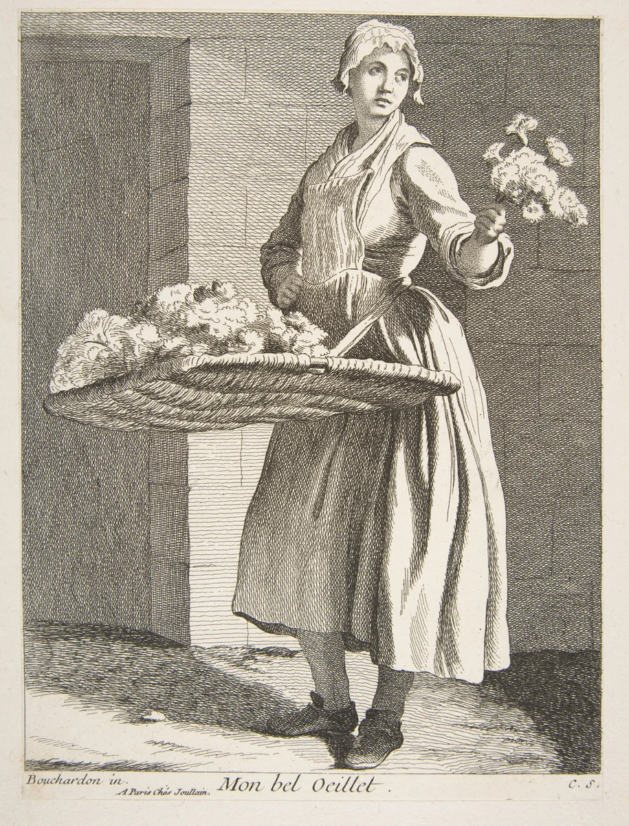 Flower Vendor by Anne Claude Philippe de Tubières, print, 1738
