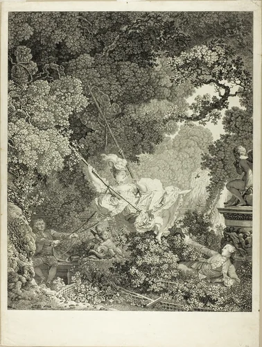 The Happy Accident of the Swing by Nicolas Delaunay, print, 1792