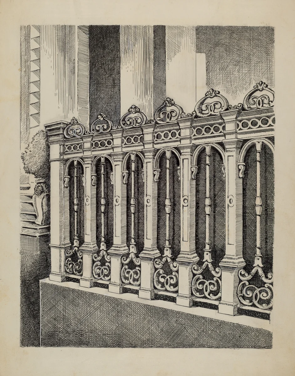 Cast Iron Fence by Al Curry, index of american design, 1935-1942
