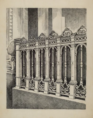 Cast Iron Fence by Al Curry, index of american design, 1935-1942