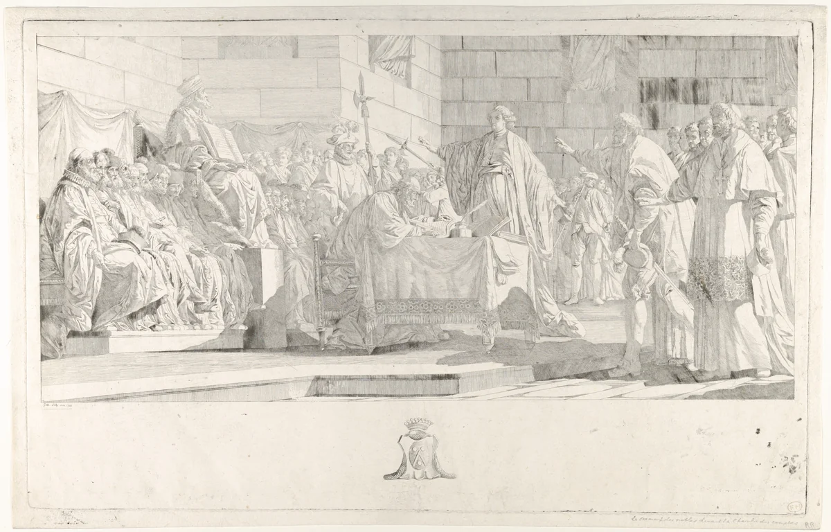 Oath of the Nobles before the Chambre des Comptes by Etienne Pierre Adrien Gois, print, 1788