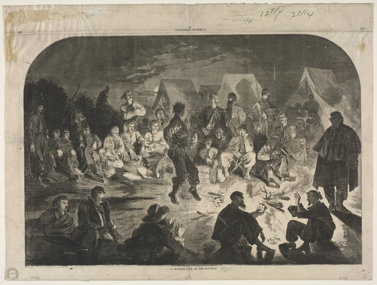 A Bivouac Fine on the Potomac by Winslow Homer, print, 1861