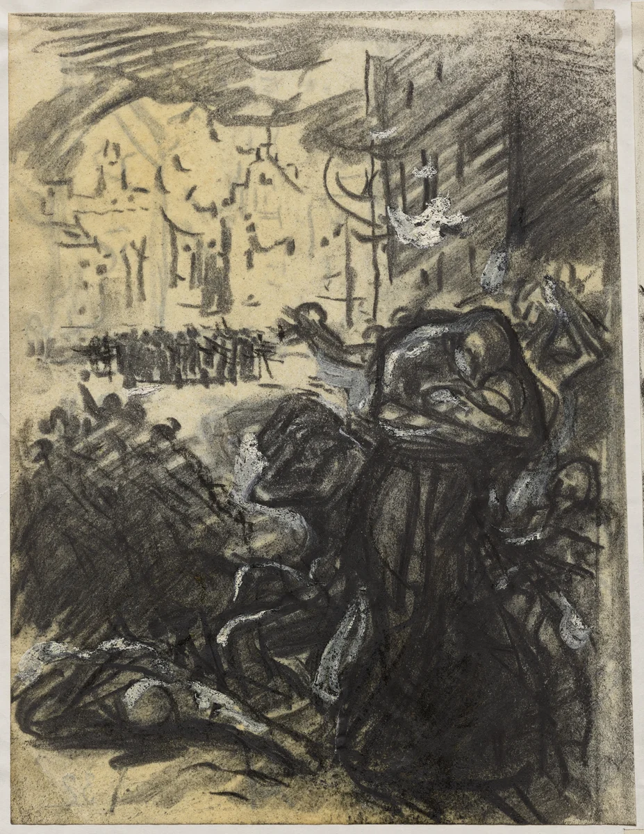 L'Incendie de Louvain by Auguste Louis Lepère, drawing, 1914