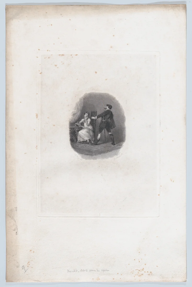 Hamlet and Ophelia (Shakespeare, Hamlet, Act II, Scene I) by William Greatbach, print, 1825-1826