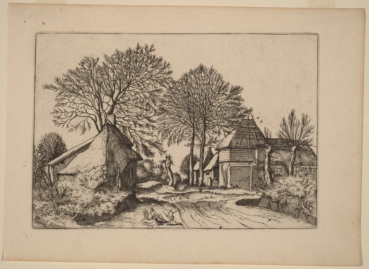 Road with Barn and Cottages by Johannes van Doetechum; Lucas van Doetechum; Master of the Small Landscapes, print, 1605