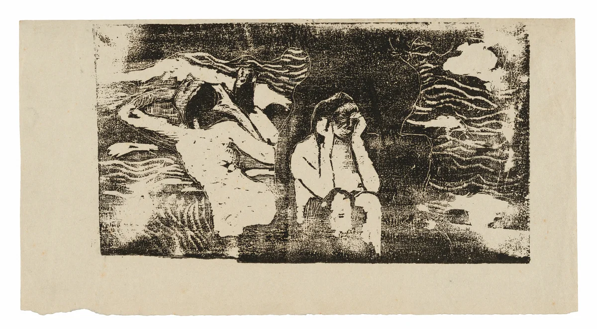 At the Black Rocks, from the Suite of Late Wood-Block Prints by Paul Gauguin, print, 1898-1899