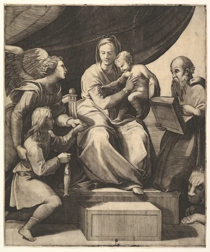 The Madonna with the Fish by Marcantonio Raimondi, print, 1510-1532