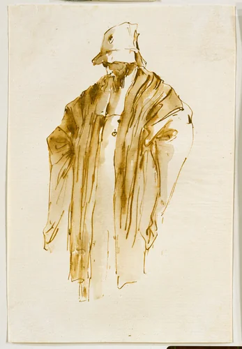 Bearded Man Looking Down to the Left by Giovanni Battista Tiepolo, drawing, 1757-1763