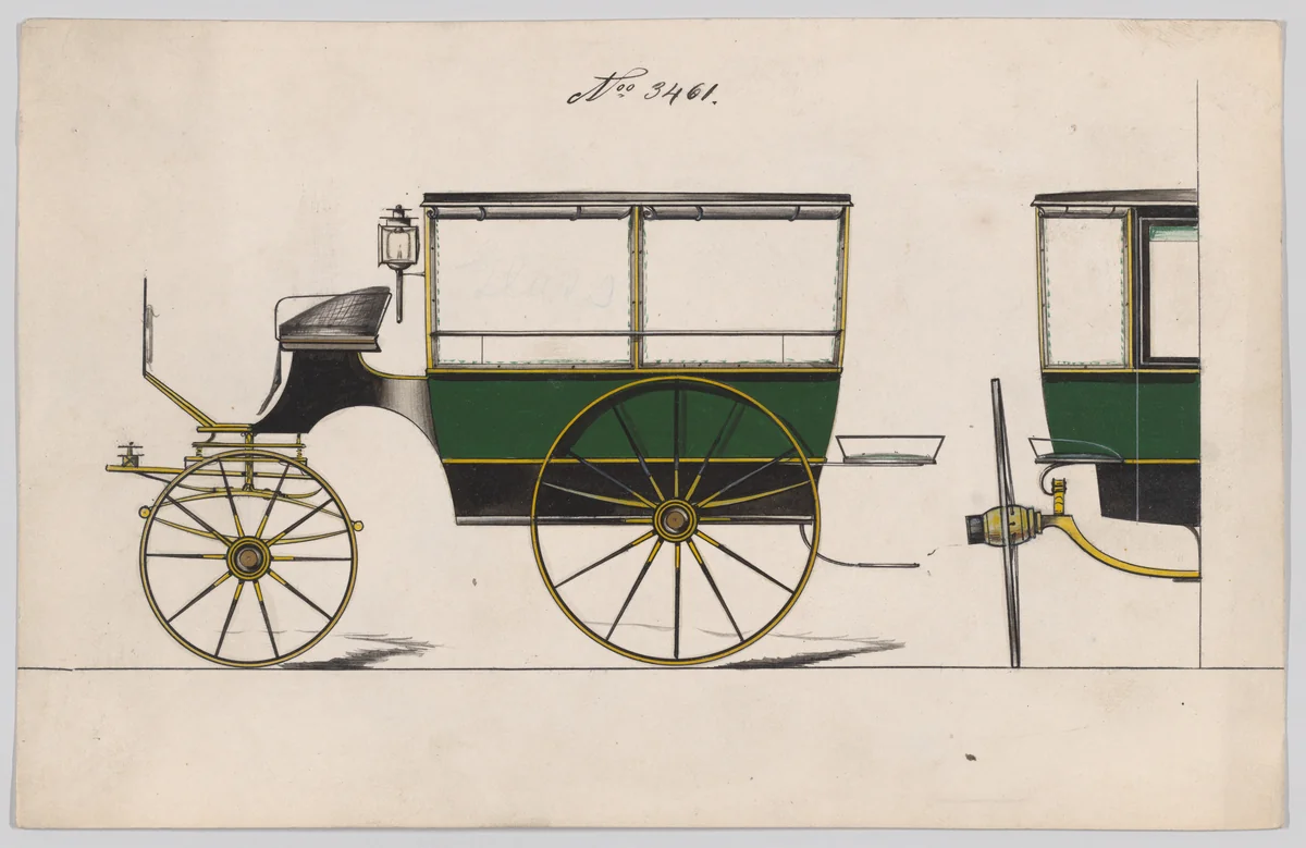 Design for Omnibus or Wagonette, no. 3461 by Brewster & Co., drawing, 1878