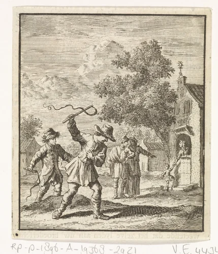 Kinderen spelend met zwepen by Zacharias Chatelain, print, 1712