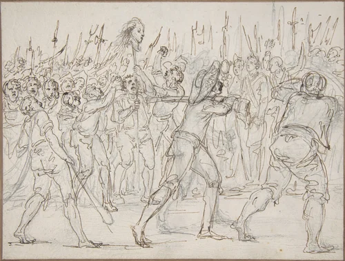 The Head of Jean Féraud (1759–1795), a Deputy at the Convention, Carried on a Pike, May 21, 1795 by Dominique Vivant Denon, drawing, 1790-1800