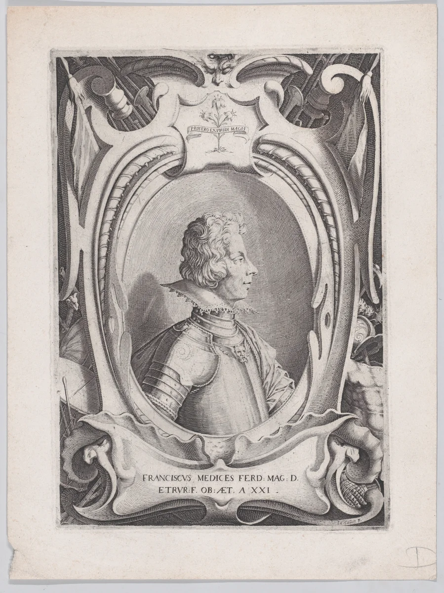 Portrait of Francesco de' Medici by Jacques Callot, print, 1614