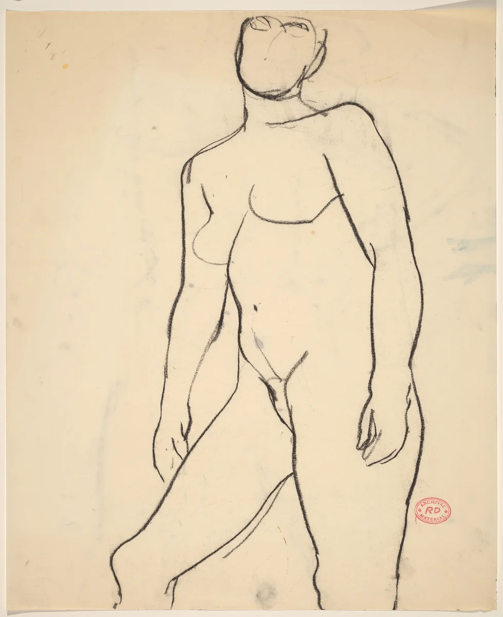 Untitled [standing female nude] by Richard Diebenkorn, drawing, 1955-1967